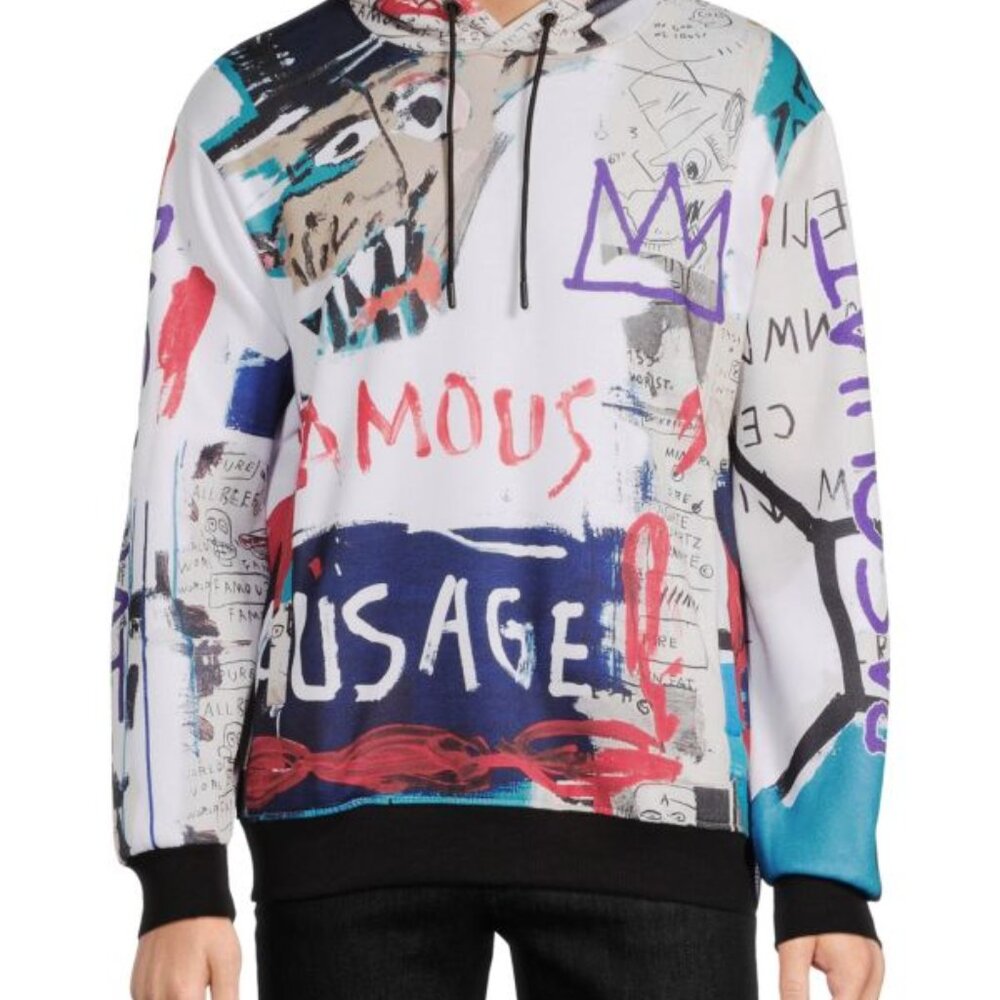 Jean Michel Basquiat Members Only Colorful Graphic Hoodie